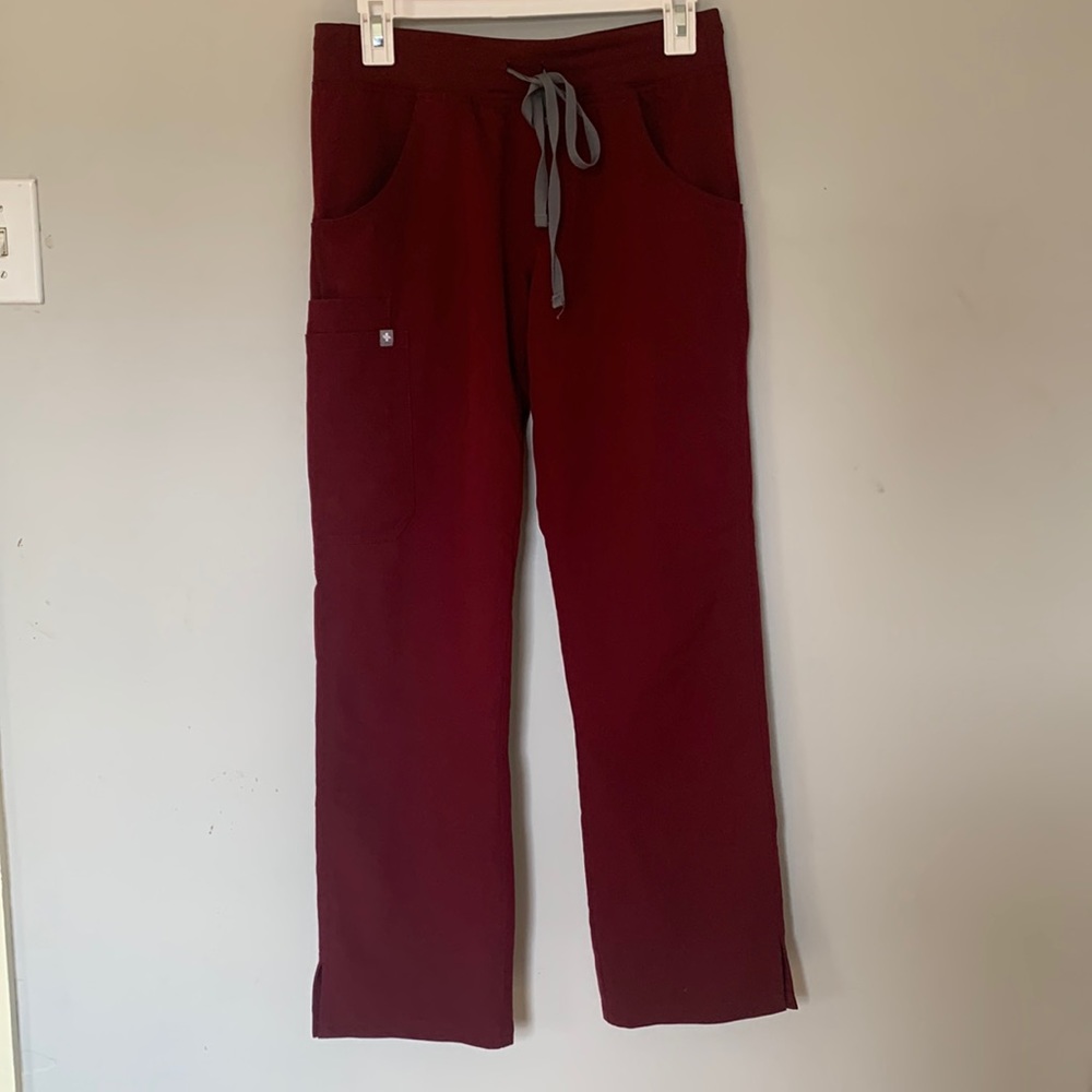 Burgundy FIGS Kade cargo pants